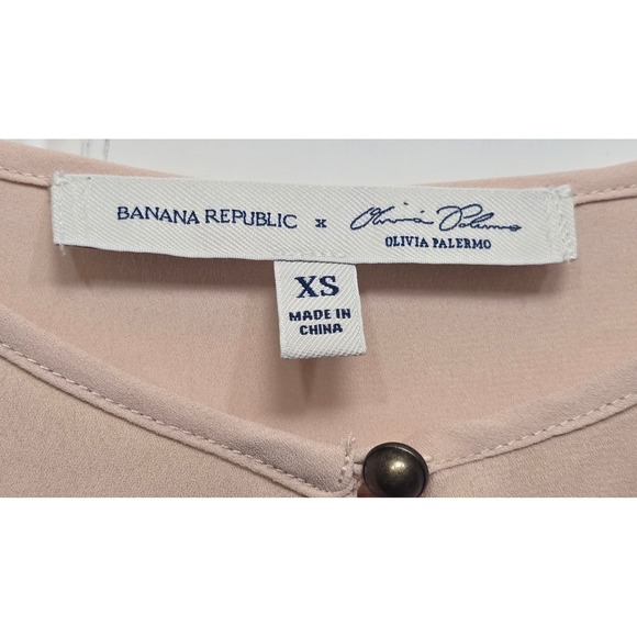 Banana Republic x Olivia Palermo‎ Long Sleeve Blouse Xs Womens Blush Peplum - Picture 5 of 9